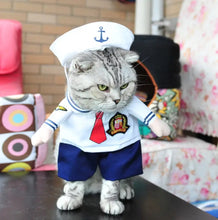 Load image into Gallery viewer, Whisker Sailor:Nautical Cat Costume -Sail the high Seas in Style