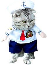 Load image into Gallery viewer, Whisker Sailor:Nautical Cat Costume -Sail the high Seas in Style