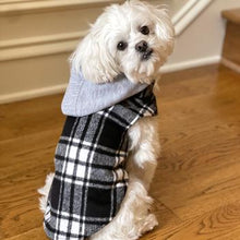 Load image into Gallery viewer, Weekender Dog Sweatshirt Hoodie - Black & White Plaid Flannel