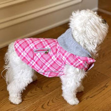 Load image into Gallery viewer, Weekender Dog Sweatshirt Hoodie - Pink & White Plaid Flannel
