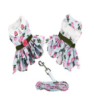 Load image into Gallery viewer, Pink Rose Dress with D-Ring and Matching Leash