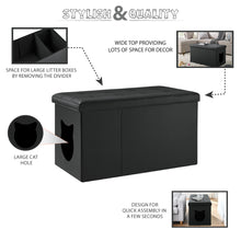 Load image into Gallery viewer, Designer Cat Litter Box Enclosure Hidden Washroom Bench Ottoman