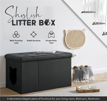 Load image into Gallery viewer, Designer Cat Litter Box Enclosure Hidden Washroom Bench Ottoman