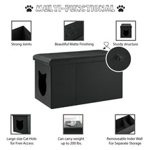Load image into Gallery viewer, Designer Cat Litter Box Enclosure Hidden Washroom Bench Ottoman