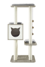 Load image into Gallery viewer, Sophisticat High Tower: Modern Wooden Cat Tree Condo with Scratching Posts"