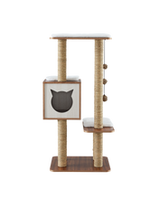 Load image into Gallery viewer, Sophisticat High Tower: Modern Wooden Cat Tree Condo with Scratching Posts"