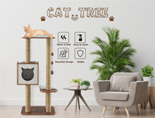 Load image into Gallery viewer, Sophisticat High Tower: Modern Wooden Cat Tree Condo with Scratching Posts"