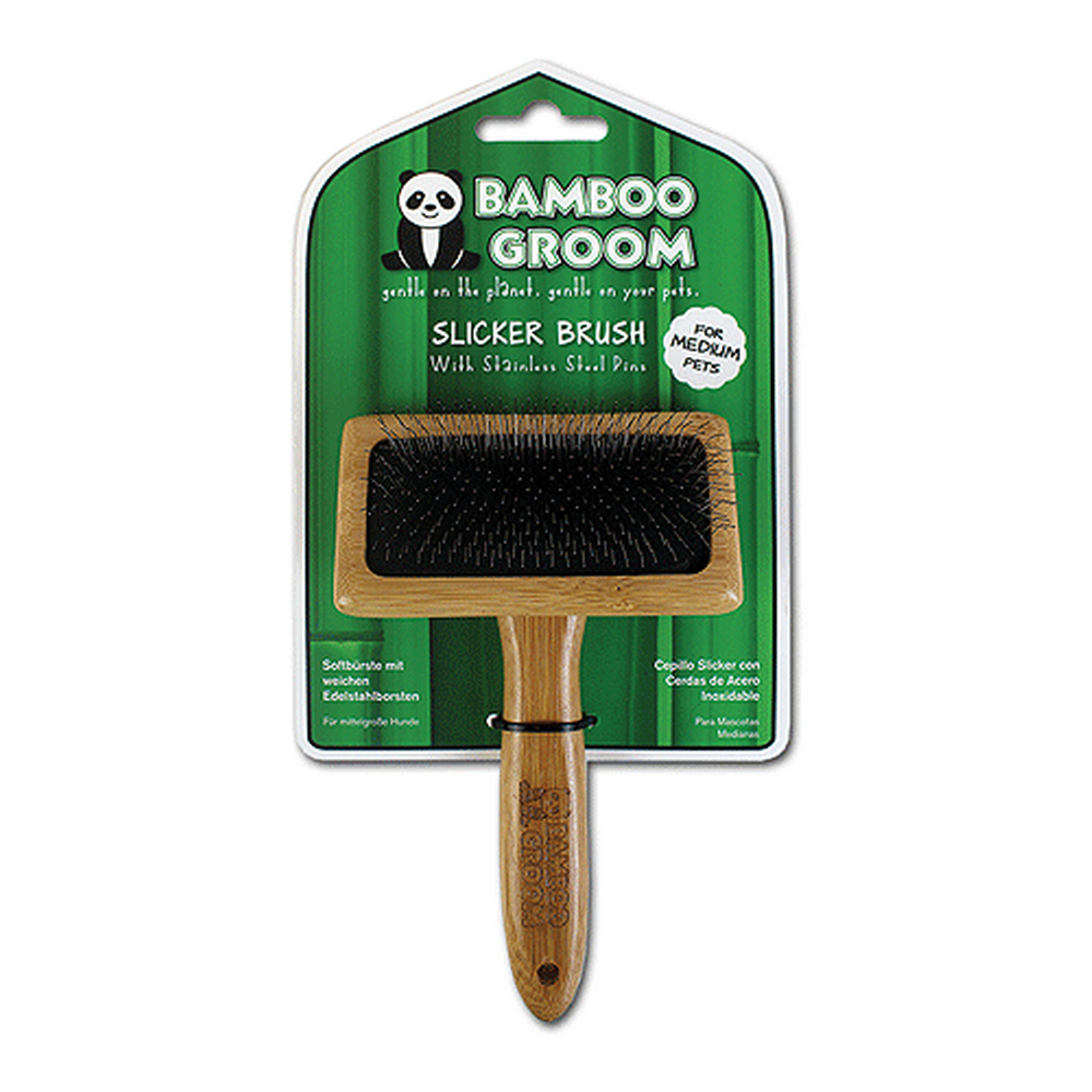 ALCOTT Bamboo Groom Slicker Brush – Medium | Reduce Shedding & Prevent Mats