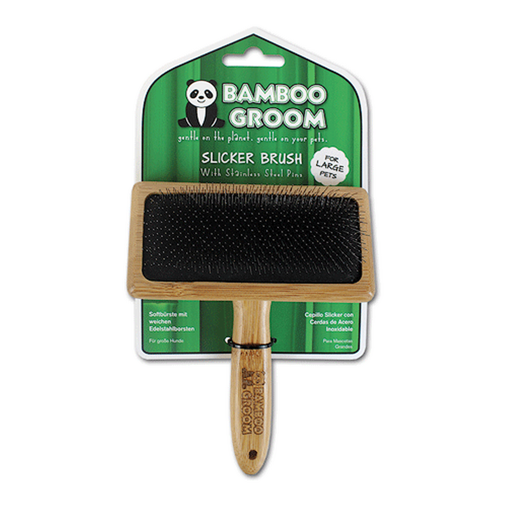 ALCOTT Bamboo Groom Slicker Brush – Large | Eco-Friendly Dog & Cat Grooming Tool Large