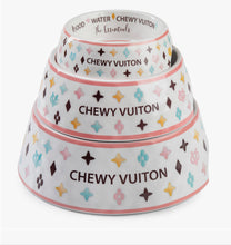 Load image into Gallery viewer, White Chewy Vuiton Bowl Set
