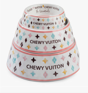 White Chewy Vuiton Bowl Set