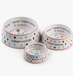 White Chewy Vuiton Bowl Set