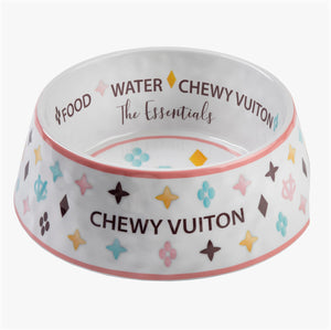 White Chewy Vuiton Bowl Set