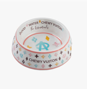 White Chewy Vuiton Bowl Set