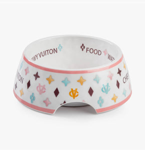 White Chewy Vuiton Bowl Set