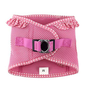 American River Choke Free Dog Harness  Pink and White Polka Dot