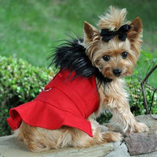 Load image into Gallery viewer, Wool Fur-Trimmed Dog Harness Coat - Red
