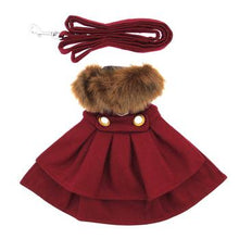 Load image into Gallery viewer, Burgundy wool coat with D-Ring and matching Leash
