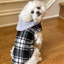 Load image into Gallery viewer, Weekender Dog Sweatshirt Hoodie - Black &amp; White Plaid Flannel
