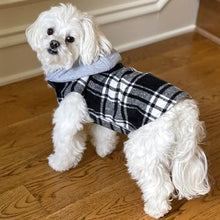 Load image into Gallery viewer, Weekender Dog Sweatshirt Hoodie - Black &amp; White Plaid Flannel
