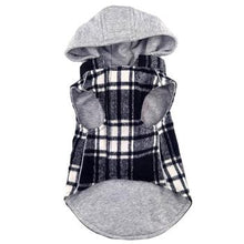 Load image into Gallery viewer, Weekender Dog Sweatshirt Hoodie - Black &amp; White Plaid Flannel
