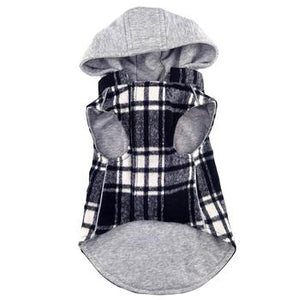 Weekender Dog Sweatshirt Hoodie - Black & White Plaid Flannel