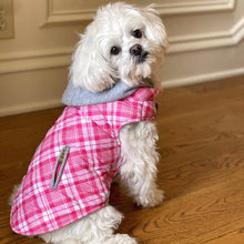 Load image into Gallery viewer, Weekender Dog Sweatshirt Hoodie - Pink &amp; White Plaid Flannel
