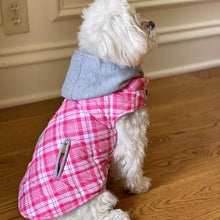 Load image into Gallery viewer, Weekender Dog Sweatshirt Hoodie - Pink &amp; White Plaid Flannel
