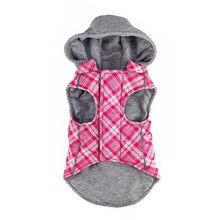 Load image into Gallery viewer, Weekender Dog Sweatshirt Hoodie - Pink &amp; White Plaid Flannel
