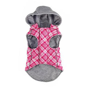 Weekender Dog Sweatshirt Hoodie - Pink & White Plaid Flannel