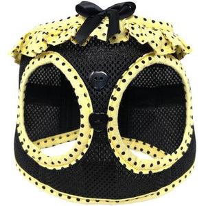 American River Choke Free Dog Harness Polka Dot Collection Yellow and Black Polka Dot