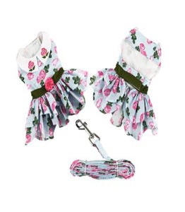 Pink Rose Dress with D-Ring and Matching Leash