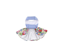 Load image into Gallery viewer, Blue and White Pastel Pearls Floral Dress with Matching Leash
