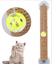 Load image into Gallery viewer, The Pet Life® &#39;Stick N&#39; Claw Sisal Rope Toy Suction Cup Stick Cat Scratcher
