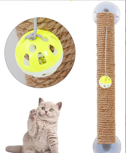 The Pet Life® 'Stick N' Claw Sisal Rope Toy Suction Cup Stick Cat Scratcher