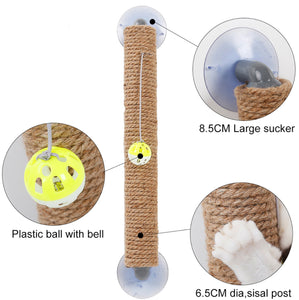 The Pet Life® 'Stick N' Claw Sisal Rope Toy Suction Cup Stick Cat Scratcher