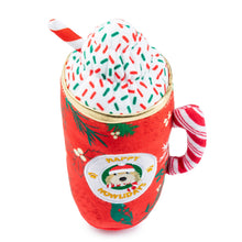 Load image into Gallery viewer, Howliday Cheer Mug Plush Dog Toy – Festive Christmas Dog Toy with Squeaker
