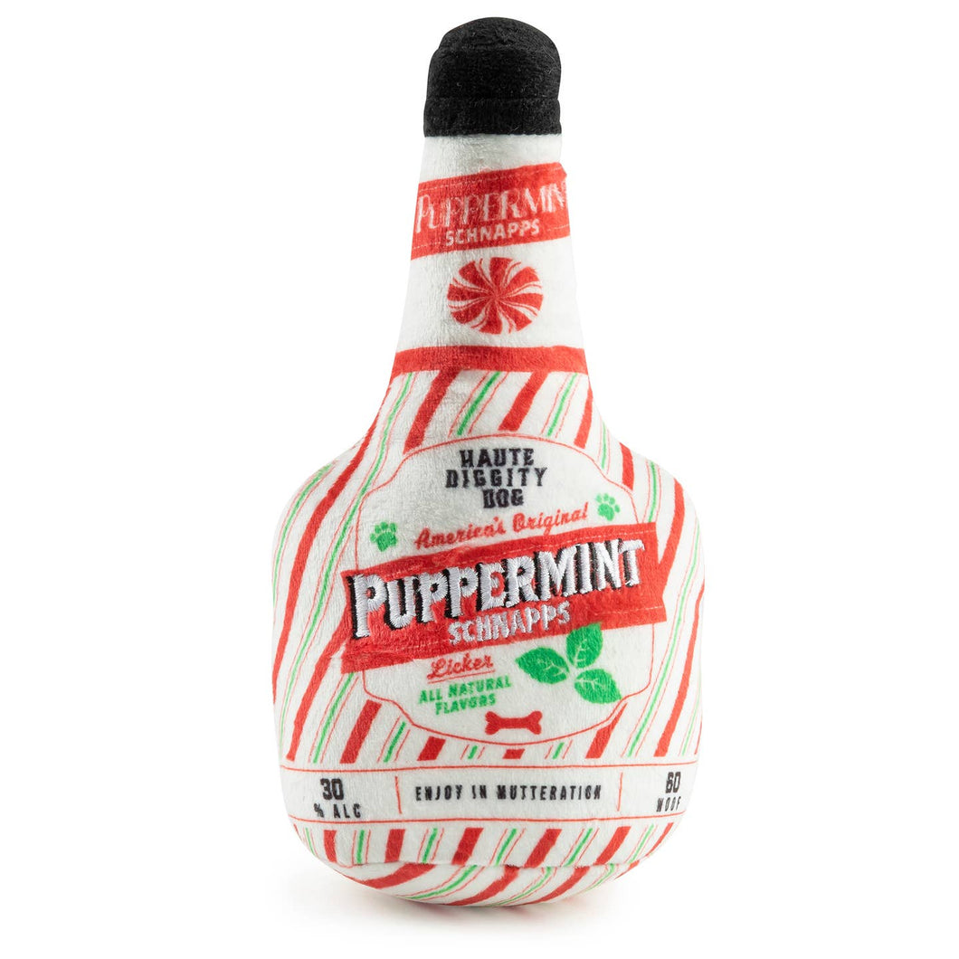 Puppermint Schnapps Bottle Plush Dog Toy – Festive Christmas Stocking Stuffer
