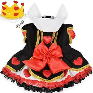 Royal Queen of Hearts Dog Costume – Dress & Crown Set