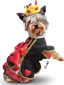 Royal Queen of Hearts Dog Costume – Dress & Crown Set
