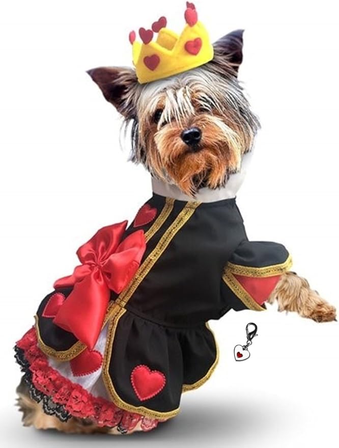 Royal Queen of Hearts Dog Costume – Dress & Crown Set