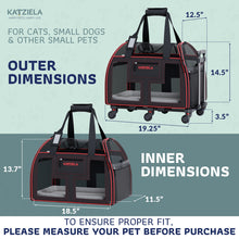 Load image into Gallery viewer, KATZIELA® Luxury Rider PRO Pet Carrier with Removable Wheels &amp; Double Telescopic Handle (Black &amp; Red)
