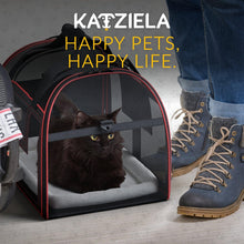 Load image into Gallery viewer, KATZIELA® Luxury Rider PRO Pet Carrier with Removable Wheels &amp; Double Telescopic Handle (Black &amp; Red)
