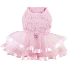 Load image into Gallery viewer, Pink Lace &amp; Ruffles Dog Dress – Elegant Dog Outfit with Leash
