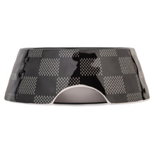 Load image into Gallery viewer, Black Checker Chewy Vuiton Dog Bowl Set – 2 Piece
