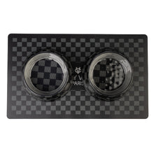 Load image into Gallery viewer, Black Checker Chewy Vuiton Dog Bowl Set – 2 Piece
