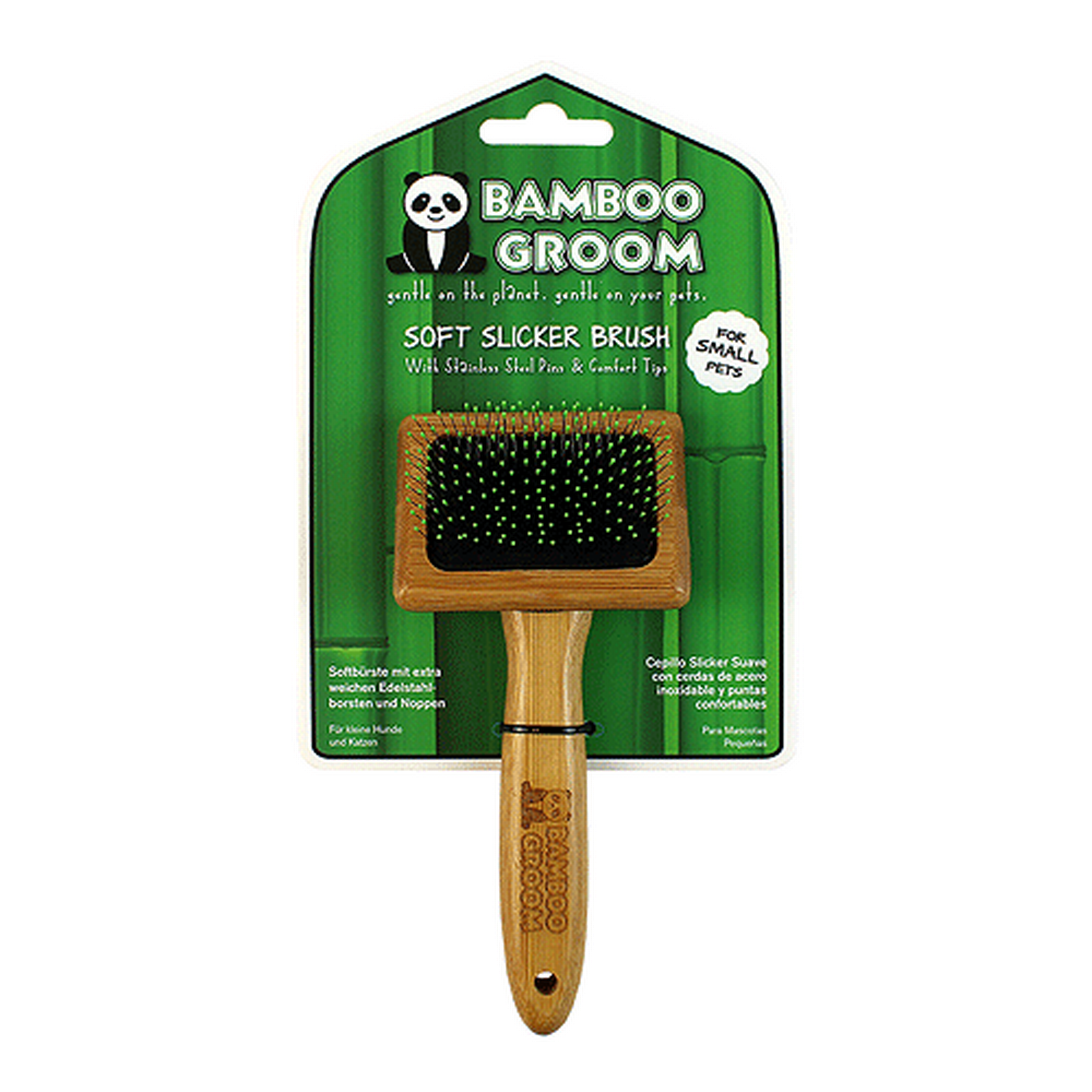 ALCOTT Bamboo Groom Slicker Brush – Small  Eco-Friendly Pet Grooming Tool