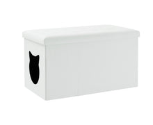 Load image into Gallery viewer, Designer Cat Litter Box Enclosure Hidden Washroom Bench Ottoman
