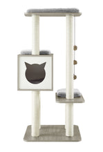 Load image into Gallery viewer, Sophisticat High Tower: Modern Wooden Cat Tree Condo with Scratching Posts&quot;
