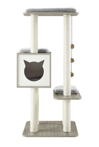 Sophisticat High Tower: Modern Wooden Cat Tree Condo with Scratching Posts"